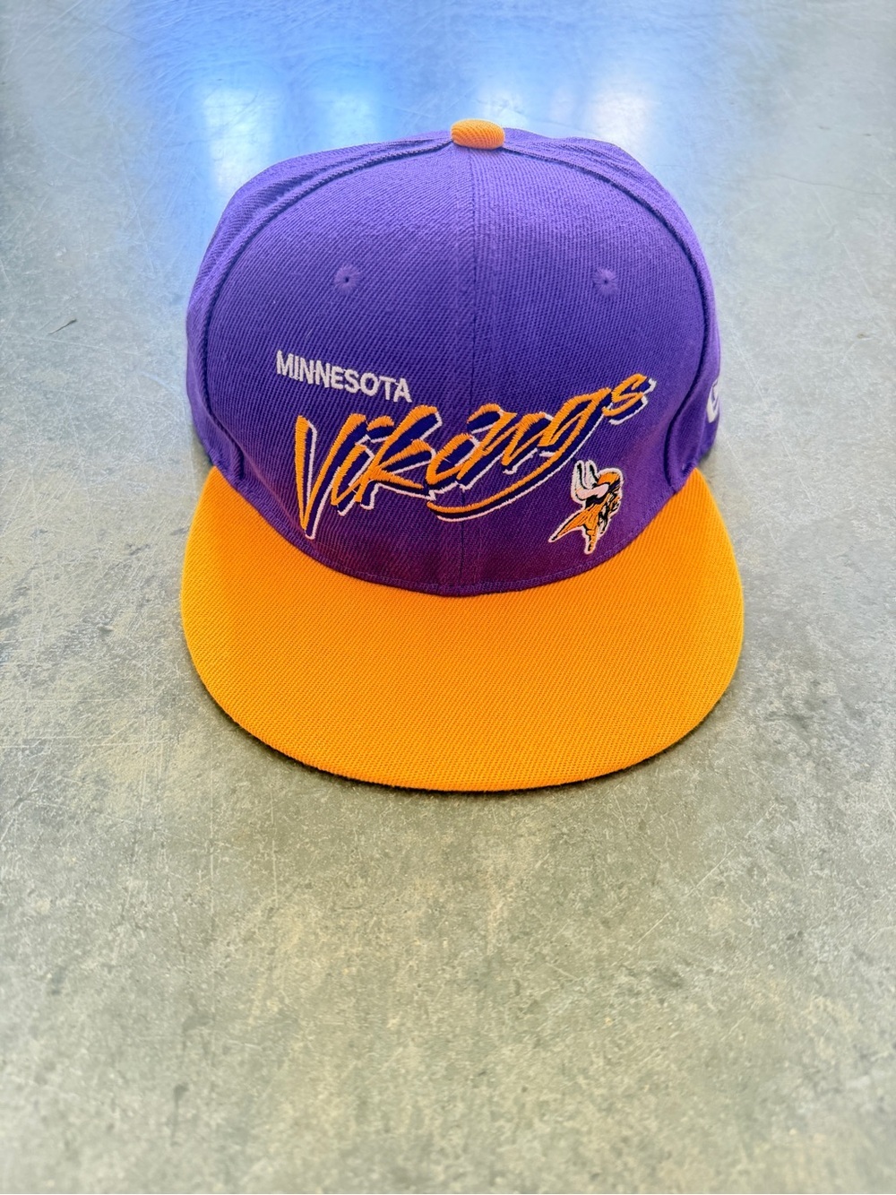 New Era Minnesota Vikings Purple and Gold Script Snapback